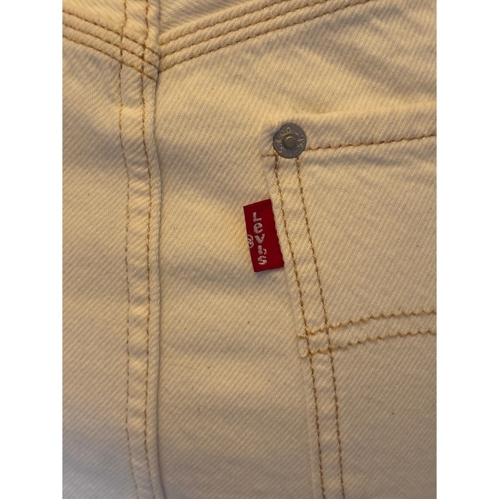Levi's‎ Cream Denim Carpenter Pencil Midi Skirt Women's Size 27 Waist - Picture 7 of 9